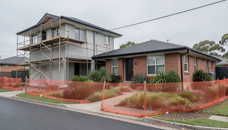 Example photo: boundary between the property and the construction site